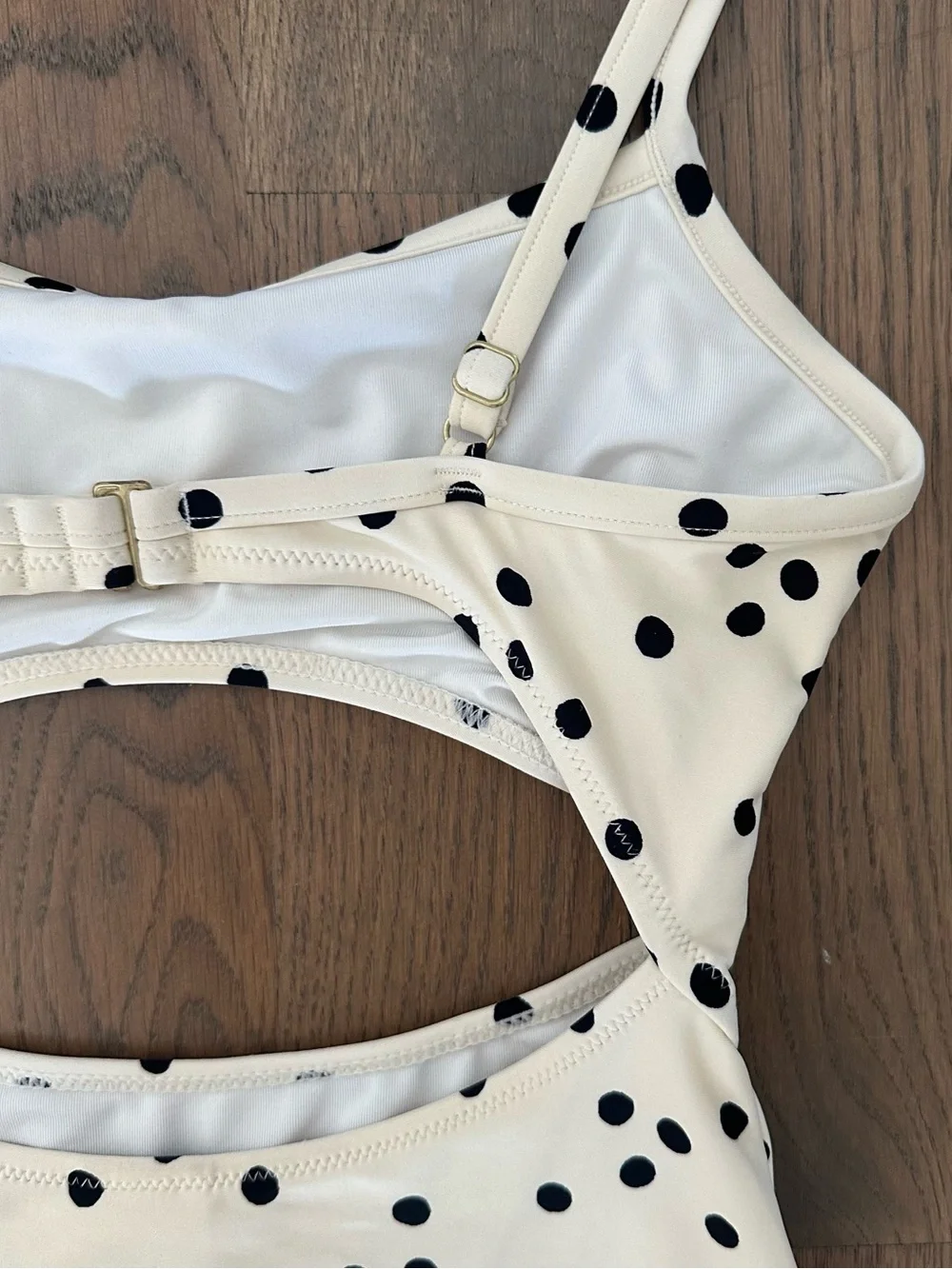 Madewell Second Wave Cutout One-Piece Swimsuit in Pearl Ivory Dot Toss Small